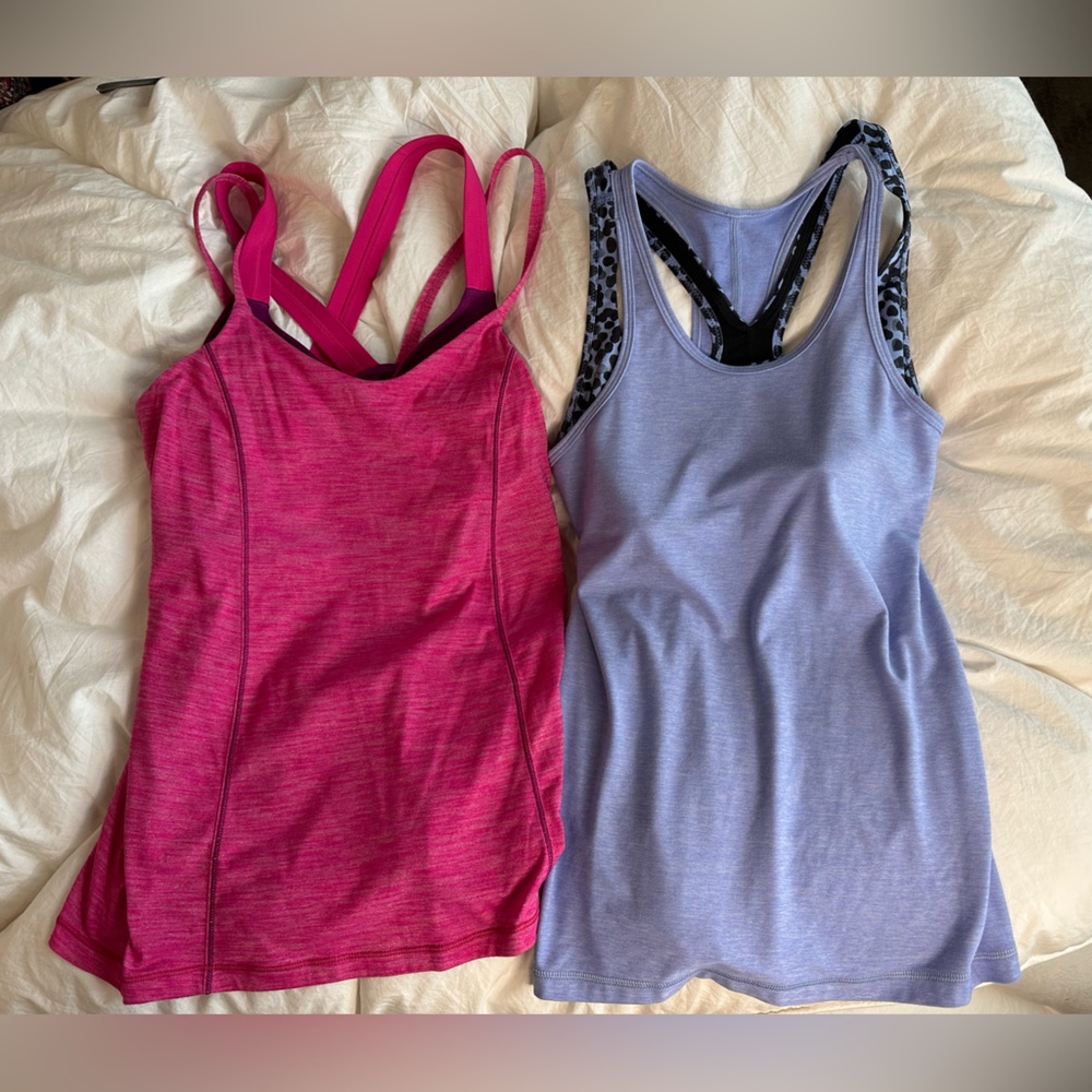 Lululemon hot pink yoga sports bra tank top sz 8